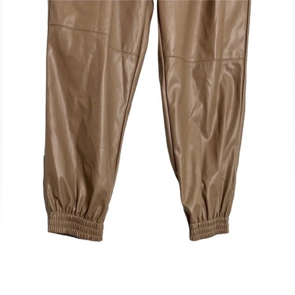 Women’s casual drawstring faux leather jogger pant with pockets Size XL NWT - Picture 3 of 5